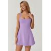 QINSEN Womens Square Neck Tennis Dress Sleeveless Built in Shorts Golf Athletic Dress with Pockets(Light Purple)