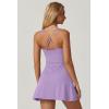 QINSEN Womens Square Neck Tennis Dress Sleeveless Built in Shorts Golf Athletic Dress with Pockets(Light Purple)