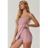 QINSEN Womens Square Neck Tennis Dress Sleeveless Built in Shorts Golf Athletic Dress with Pockets(Pink)