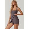 QINSEN Womens Square Neck Tennis Dress Sleeveless Built in Shorts Golf Athletic Dress with Pockets(Rose Taupe)