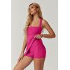 QINSEN Womens Square Neck Tennis Dress Sleeveless Built in Shorts Golf Athletic Dress with Pockets(Rosy)