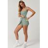 QINSEN Womens Square Neck Tennis Dress Sleeveless Built in Shorts Golf Athletic Dress with Pockets(Smoke Green)