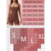 QINSEN Womens Strappy Square Neck Tank Top Tummy Control Bodycon Stretch Shorts Jumpsuit Outfits(Cinnamon)
