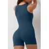 QINSEN Womens Strappy Square Neck Tank Top Tummy Control Bodycon Stretch Shorts Jumpsuit Outfits(Navy)