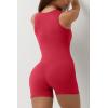 QINSEN Womens Strappy Square Neck Tank Top Tummy Control Bodycon Stretch Shorts Jumpsuit Outfits(Red)