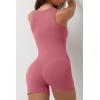 QINSEN Womens Strappy Square Neck Tank Top Tummy Control Bodycon Stretch Shorts Jumpsuit Outfits(Roseo)