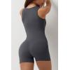 QINSEN Womens Strappy Square Neck Tank Top Tummy Control Bodycon Stretch Shorts Jumpsuit Outfits(Turbulence)