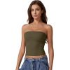 QINSEN Women’s Tube Tops Strapless Bandeau Tops Double Lined Slim Fit Summer Going Out Tank Tops(Army Green)