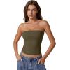 QINSEN Women’s Tube Tops Strapless Bandeau Tops Double Lined Slim Fit Summer Going Out Tank Tops(Army Green)