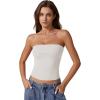QINSEN Women’s Tube Tops Strapless Bandeau Tops Double Lined Slim Fit Summer Going Out Tank Tops(Beige)