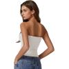 QINSEN Women’s Tube Tops Strapless Bandeau Tops Double Lined Slim Fit Summer Going Out Tank Tops(Beige)