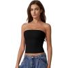 QINSEN Women’s Tube Tops Strapless Bandeau Tops Double Lined Slim Fit Summer Going Out Tank Tops(Black)