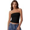 QINSEN Women’s Tube Tops Strapless Bandeau Tops Double Lined Slim Fit Summer Going Out Tank Tops(Black)