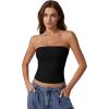 QINSEN Women’s Tube Tops Strapless Bandeau Tops Double Lined Slim Fit Summer Going Out Tank Tops(Black)