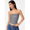 QINSEN Women’s Tube Tops Strapless Bandeau Tops Double Lined Slim Fit Summer Going Out Tank Tops(Black Stripe)