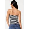 QINSEN Women’s Tube Tops Strapless Bandeau Tops Double Lined Slim Fit Summer Going Out Tank Tops(Black Stripe)