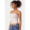 QINSEN Women’s Tube Tops Strapless Bandeau Tops Double Lined Slim Fit Summer Going Out Tank Tops(Cherry)