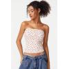 QINSEN Women’s Tube Tops Strapless Bandeau Tops Double Lined Slim Fit Summer Going Out Tank Tops(Cherry)