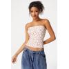 QINSEN Women’s Tube Tops Strapless Bandeau Tops Double Lined Slim Fit Summer Going Out Tank Tops(Cherry)