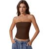 QINSEN Women’s Tube Tops Strapless Bandeau Tops Double Lined Slim Fit Summer Going Out Tank Tops(Coffee Bean)