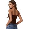 QINSEN Women’s Tube Tops Strapless Bandeau Tops Double Lined Slim Fit Summer Going Out Tank Tops(Coffee Bean)