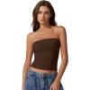 QINSEN Women’s Tube Tops Strapless Bandeau Tops Double Lined Slim Fit Summer Going Out Tank Tops(Coffee Bean)