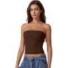 QINSEN Women’s Tube Tops Strapless Bandeau Tops Double Lined Slim Fit Summer Going Out Tank Tops(Coffee Bean)