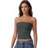 QINSEN Women’s Tube Tops Strapless Bandeau Tops Double Lined Slim Fit Summer Going Out Tank Tops(Dark Green)