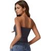 QINSEN Women’s Tube Tops Strapless Bandeau Tops Double Lined Slim Fit Summer Going Out Tank Tops(Dark Grey)