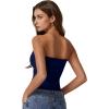 QINSEN Women’s Tube Tops Strapless Bandeau Tops Double Lined Slim Fit Summer Going Out Tank Tops(Estate Blue)