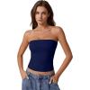 QINSEN Women’s Tube Tops Strapless Bandeau Tops Double Lined Slim Fit Summer Going Out Tank Tops(Estate Blue)