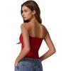 QINSEN Women’s Tube Tops Strapless Bandeau Tops Double Lined Slim Fit Summer Going Out Tank Tops(Fairy Red)