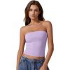 QINSEN Women’s Tube Tops Strapless Bandeau Tops Double Lined Slim Fit Summer Going Out Tank Tops(Lavender)