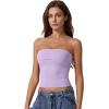 QINSEN Women’s Tube Tops Strapless Bandeau Tops Double Lined Slim Fit Summer Going Out Tank Tops(Lavender)