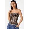 QINSEN Women’s Tube Tops Strapless Bandeau Tops Double Lined Slim Fit Summer Going Out Tank Tops(Leopard)