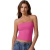 QINSEN Women’s Tube Tops Strapless Bandeau Tops Double Lined Slim Fit Summer Going Out Tank Tops(Magenta)