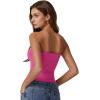 QINSEN Women’s Tube Tops Strapless Bandeau Tops Double Lined Slim Fit Summer Going Out Tank Tops(Magenta)