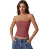 QINSEN Women’s Tube Tops Strapless Bandeau Tops Double Lined Slim Fit Summer Going Out Tank Tops(Merlot)