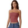 QINSEN Women’s Tube Tops Strapless Bandeau Tops Double Lined Slim Fit Summer Going Out Tank Tops(Merlot)