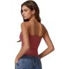QINSEN Women’s Tube Tops Strapless Bandeau Tops Double Lined Slim Fit Summer Going Out Tank Tops(Merlot)