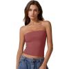 QINSEN Women’s Tube Tops Strapless Bandeau Tops Double Lined Slim Fit Summer Going Out Tank Tops(Merlot)
