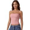 QINSEN Women’s Tube Tops Strapless Bandeau Tops Double Lined Slim Fit Summer Going Out Tank Tops(Pink)