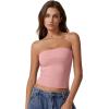 QINSEN Women’s Tube Tops Strapless Bandeau Tops Double Lined Slim Fit Summer Going Out Tank Tops(Pink)