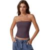 QINSEN Women’s Tube Tops Strapless Bandeau Tops Double Lined Slim Fit Summer Going Out Tank Tops(Prune Purple)