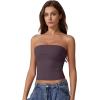 QINSEN Women’s Tube Tops Strapless Bandeau Tops Double Lined Slim Fit Summer Going Out Tank Tops(Prune Purple)