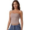QINSEN Women’s Tube Tops Strapless Bandeau Tops Double Lined Slim Fit Summer Going Out Tank Tops(Rose Taupe)