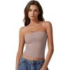QINSEN Women’s Tube Tops Strapless Bandeau Tops Double Lined Slim Fit Summer Going Out Tank Tops(Rose Taupe)