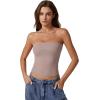 QINSEN Women’s Tube Tops Strapless Bandeau Tops Double Lined Slim Fit Summer Going Out Tank Tops(Rose Taupe)