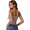 QINSEN Women’s Tube Tops Strapless Bandeau Tops Double Lined Slim Fit Summer Going Out Tank Tops(Rose Taupe)