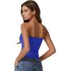 QINSEN Women’s Tube Tops Strapless Bandeau Tops Double Lined Slim Fit Summer Going Out Tank Tops(Sapphire Blue)